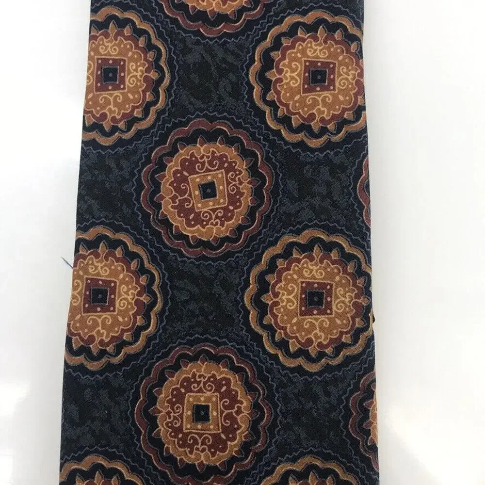 Burberrys Of London Tie Mens Silk Blue Orange Red Print Neck Tie Career Church